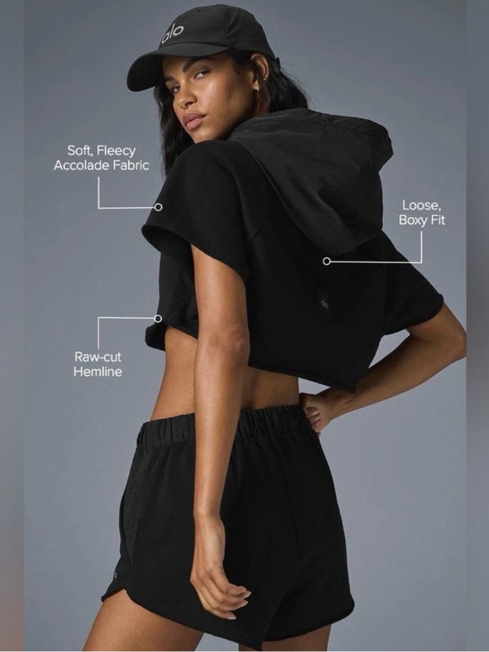 Alo Cropped Hooded Sweat Top